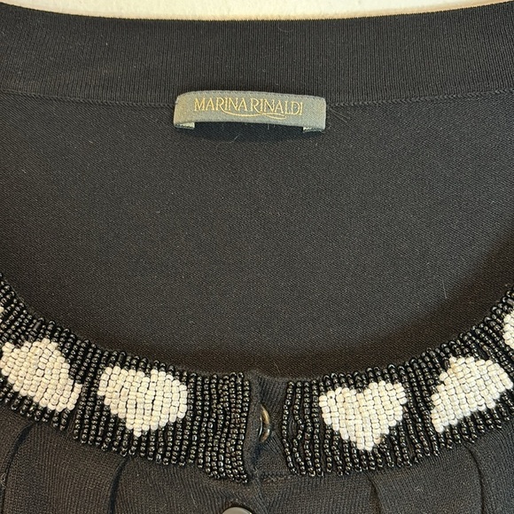 Marina Rinaldi black beaded heart cardigan sweater size large - Picture 8 of 11